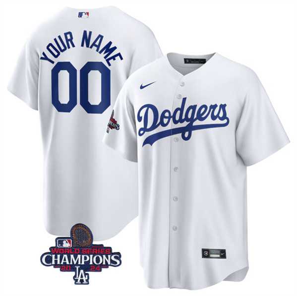 Men%27s Los Angeles Dodgers ACTIVE PLAYER Custom White 2024 World Series Champions Cool Base Stitched Baseball Jersey